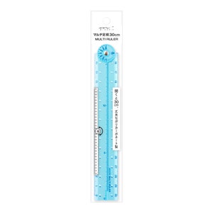 Régua dobrável multiuso MIDORI BLUE em policarbonato transparente | 30 cm