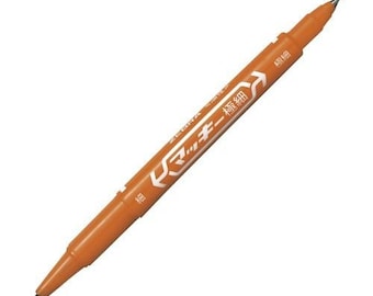 May include: Orange permanent marker with a fine tip and a white label that says "ZEBRA  極細  極細" in Japanese.