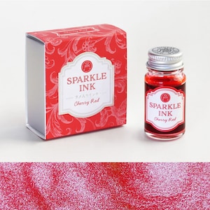 Japan Teranishi Kagaku Gitarre CHERRY RED SPARKLE Tusche Füller Tintenstrahlschreiber Tinte Malerei Tinte Schreibtinte Glitzertinte Glitzertinte | 12ml