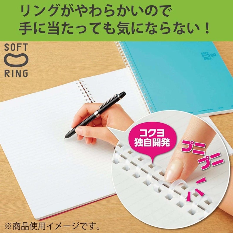 A5 80 Sheets Kokuyo A5 Soft Ring A5 PINK Notebook Dotted Line 6 mm Rule