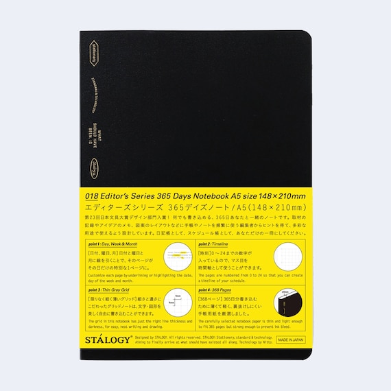 Stalogy Editor's Series 365days Notebook | A5 Black - Etsy