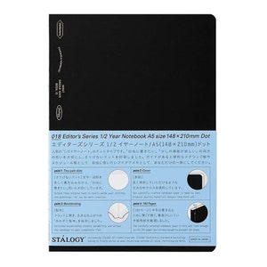 Stalogy A5 BLACK Editor&#39;s Series 1/2 Year Half Year DOT GRID Notebook Bullet Journal Bujo | S4151 96 Sheets 192 Pages