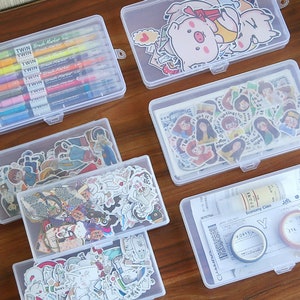 Small Loose Sticker Storage Box Planner Storage Clear Plastic Storage Box Die-Cut Sticker Storage Sticker Storage