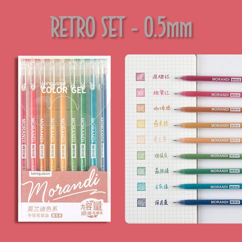 9pcs/set Morandi Color Bullet Journal Gel Pens-01