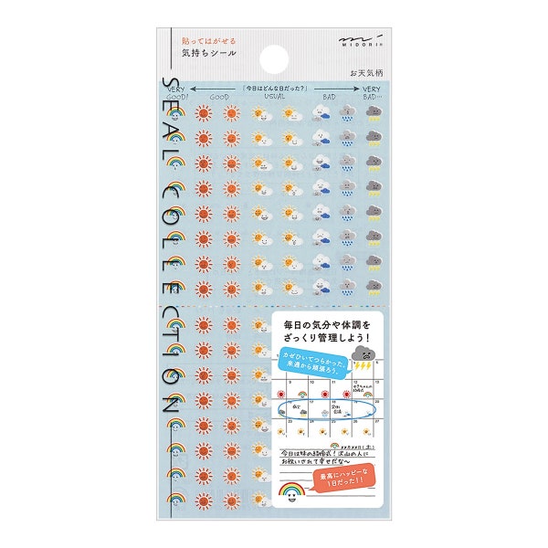 Midori Seal Collection Planner Stickers Removable Mood Stickers Mood Tracker Stickers | 2304 Weather