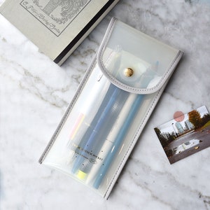 Handheld Double Layer Transparent Pencil Case Pen Bag Hitting