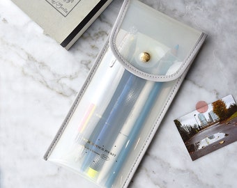 PLEPIC TWINKLE Clear MILKY  Pen Case Pencil Case Storage Case Durable Pen Case Storage Case Clear Testing Case | 193 X 93mm