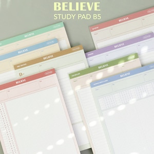 Paperian BELIEVE B5 STUDY Pad 100 g/m2 3 mm Siatka Dzielnik Notatnik 7 mm Arkusz odpowiedzi w linie OX Vocabulary Time Tracker | 257 X 182 mm 50 arkuszy