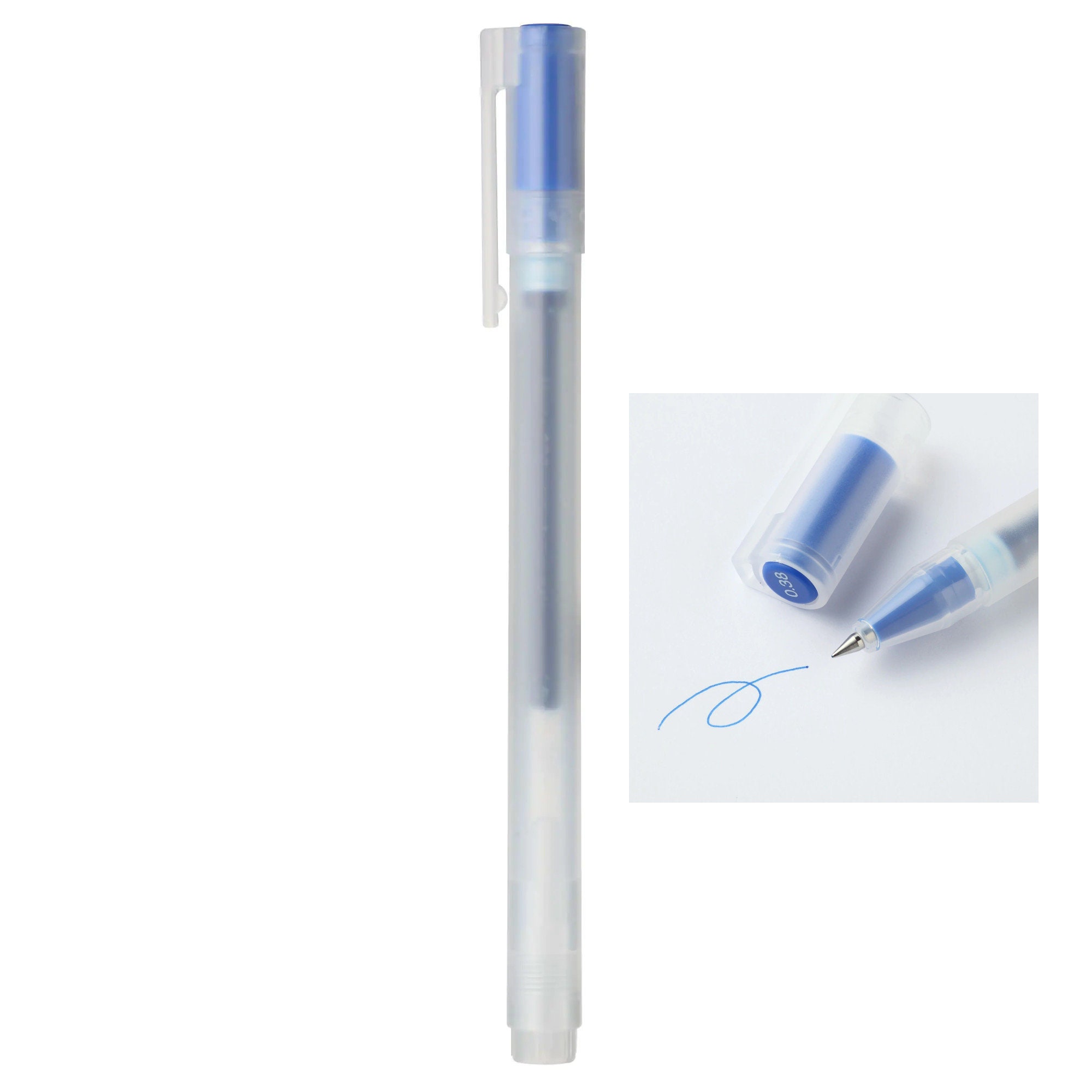 MUJI Japan BLUE Gel Ink Cap Type Ballpoint Pen 0.38mm Muji Gel Pen Smooth  Gel Pen Artrist Drawing Pen Anime Pen Fine Line 0.38mm 