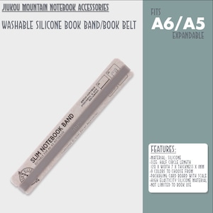 GRAY A6 B6 A5 Jiukou Washable Silicone Book Band Adjustable Book Band Book Belt Book Fastener Notebook Elastic Band