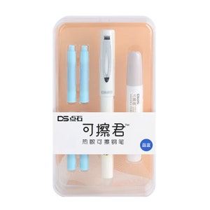 Dianshi WHITE ERASABLE 0.5mm Fountain Pen White Barrel Deluxe Fountain Pen Set Erasable Fountain Pen Fine Nib |  DS-997