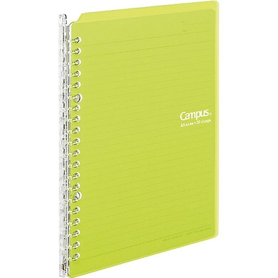Kokuyo A5 Campus YELLOW GREEN Smart Ring Binder 20 Rings Notebook
