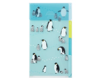 Midori A5 SLIM mit Klappe PINGUINE 3 Taschen klar Ordner MD Ordner Wasserfest Ordner | 221,5mm X 126mm