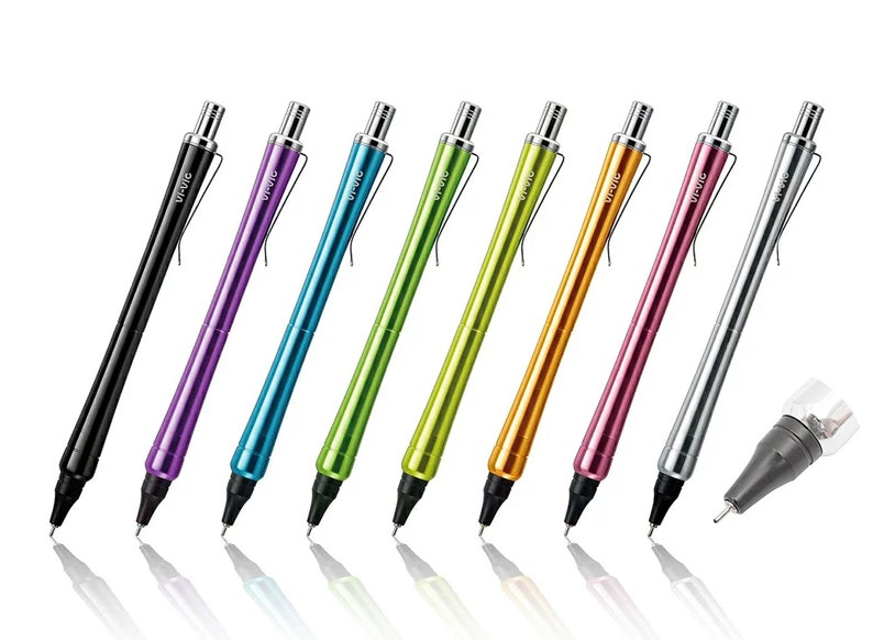 Ohto Vi-Vic YELLOW 0.7mm Aluminum Needlepoint Pen Ballpoint Pen Black Ink NPB-407V BUY ALL 8 & SAVE