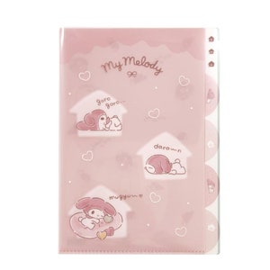MY MELODY MPLAN & サンリオコラボ レイジーライフ A4 5ポケットインデックスクリアフォルダー ポケットフォルダー ペーパーファイルフォルダー プラスチックフォルダー | H310 X W220