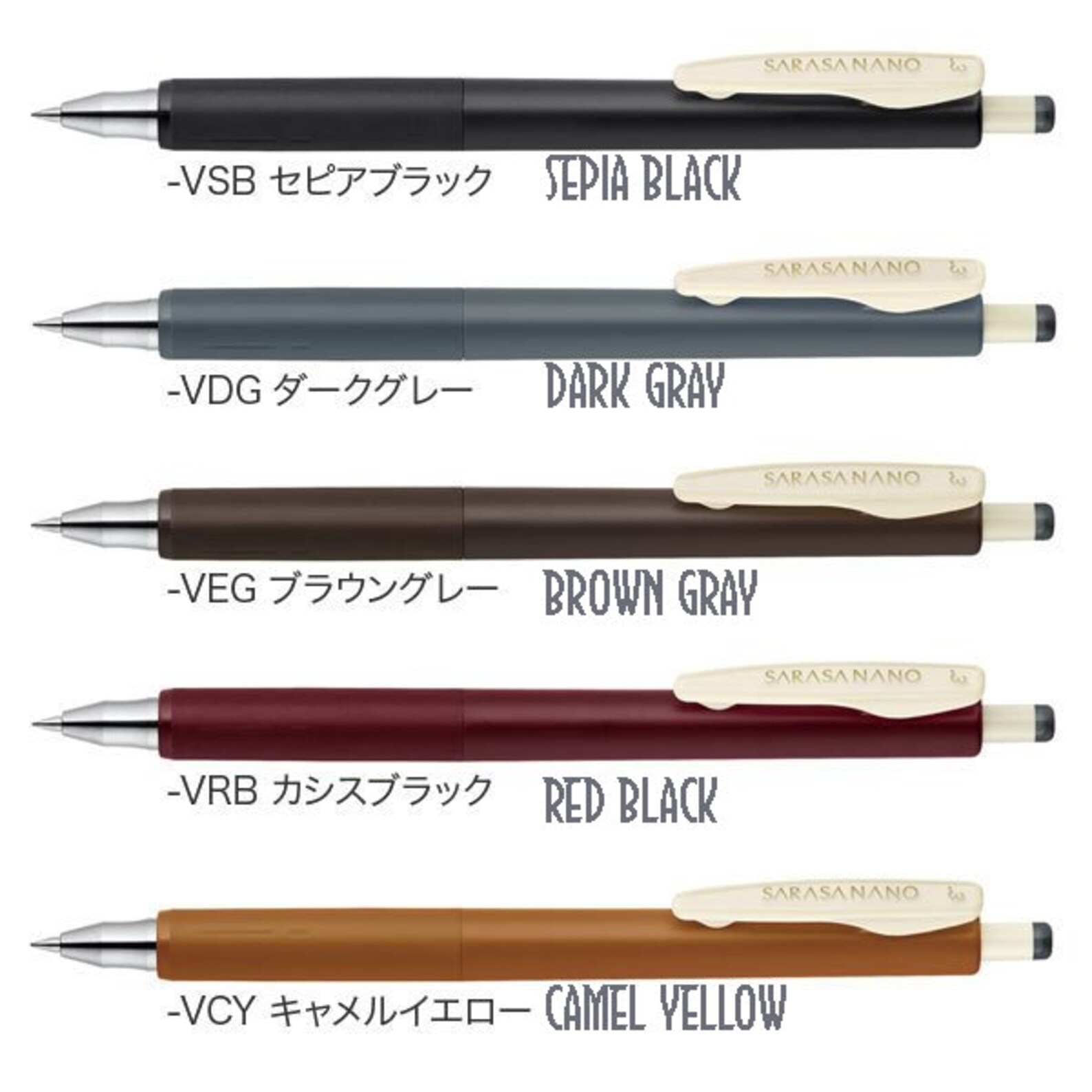 Zebra CAMEL YELLOW Vintage Color Sarasa NANO 0.3mm Push Clip Gel Pen ...