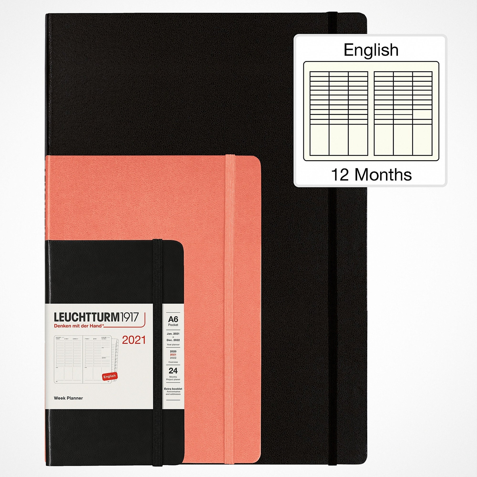 Leuchtturm1917 2021 BLACK VERTICAL Medium Weekly Planner & Etsy