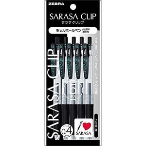 Zebra Sarasa CLIP BLACK 0.3mm Push Clip Gel Pen Super Saturated Ink FIVE Pack | JJH15