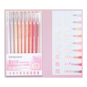 SKIN COLOR SET Languo Color Gel 6 Pen Set 0.6mm Black Out Planning Pen Set Fine Point Set | 9 Pens