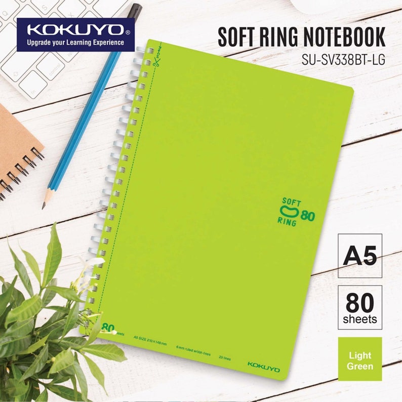 A5 80 Sheets Kokuyo A5 Soft Ring A5 PINK Notebook Dotted Line 6 mm Rule