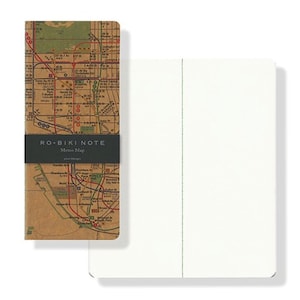 Yamamoto Ro-Biki Notebook 3.6&quot; x 8.3&quot; Blank Basic Chiffon Paper | New York Metro Map