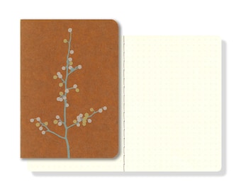 Cahier Ro-Biki Yamamoto BRANCH FLOWERS Série Shapes Série 5 mm Dot Grid 3,5" x 4,9" | GA093