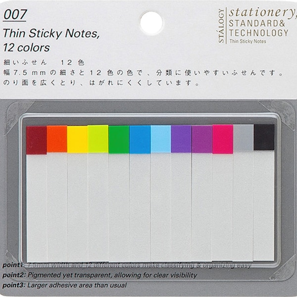 Stalogy Thin Page Markers Page Flags Sticky Note Sticky Flag | 12 Colors 7.5mm 120 Flags