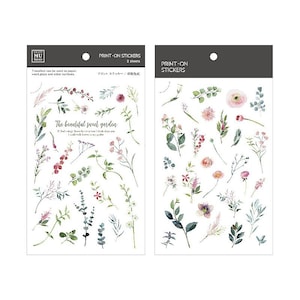 MU Lifestyle Print-On Stickers Rub -On Stickers Transfer Stickers Translucent Stickers 193 | Cut Flowers Blue Flowers Red Flowers Pink Posy