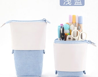 ANGOO BLUE Retractable Standing Pen Case Pencil Case Retractable Case Storage Case Durable en Case | 185mm X 125mm X 85mm X 65mm