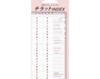 Midori Chiratto PINK SMALL NUMBERED Index Label Colors Planner Index Tabs | 82605006