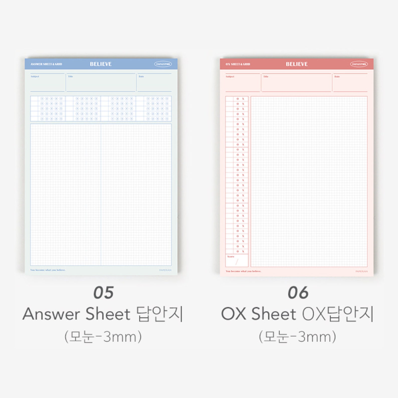 Paperian BELIEVE B5 STUDY Pad100gsm 3mm Grid Divider Notepad 7mm Ruled ...