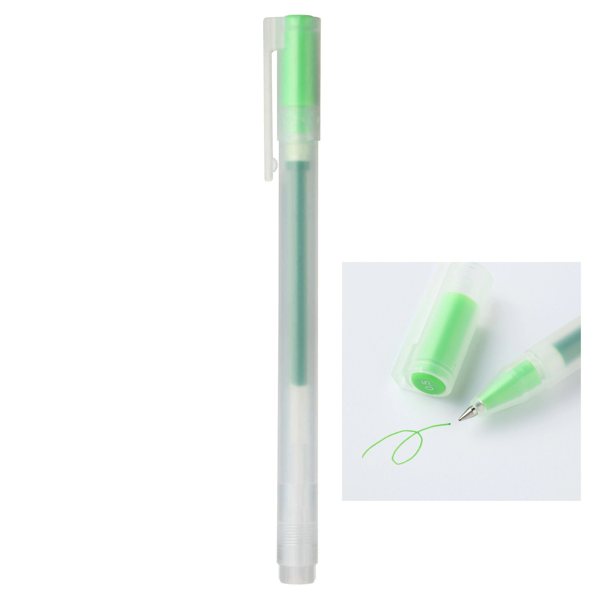 無印良品 イエローグリーン ゲルインク キャップ式ボールペン 0.38mm