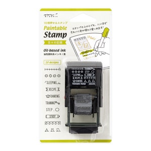 Sello pintable MIDORI Sello reentintable con entintado automático / Títulos de encabezado de registro diario Pegatinas de encabezado Paquete verde oliva