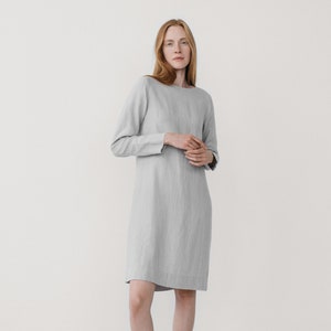 Ready to ship Linen tunic dress, Long sleeve dress, Shift dress, Grey minimal dress, Simple linen dress, Soft linen dress, ELSA dress image 3