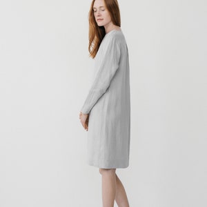 Ready to ship Linen tunic dress, Long sleeve dress, Shift dress, Grey minimal dress, Simple linen dress, Soft linen dress, ELSA dress image 4