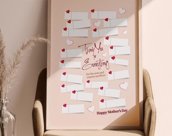 Thank You for Everything , Appreciation Memory Template, Family Handprint Keepsake Gift, Mother’s Day DIY Wall Art, Digital Download
