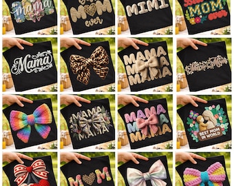 Mama PNG Bundle, Crochet Floral Mama Shirt Design, Embroidery Style Mom Graphic, Mother’s Day Sublimation Digital Download