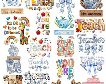 Paquete de imágenes PNG para el Día del Maestro, diseño de camiseta para maestros, sublimación de agradecimiento al maestro, descarga digital