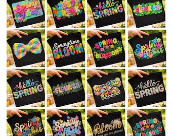 Spring Shirt PNG Bundle, Floral Spring Quotes Sublimation Design, Hello Spring Spring Vibes Graphics, Retro Flower Shirt, Digital Download