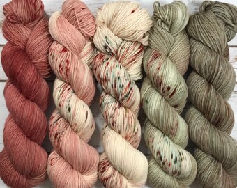 Merino Sockenwolle 4-fach, 5x100g, handgefärbt