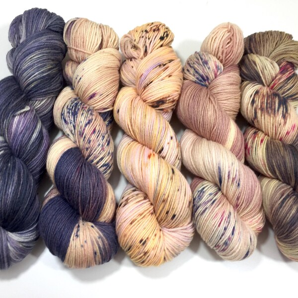 Merino sockyarn merino80/nylon20, fingering weight, 5x100g, handdyed