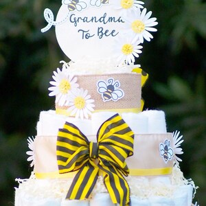 Diaper Cake Bumble Bee Nature Gender Neutral  Black Yellow Baby Shower Gift Centerpiece