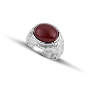Men Sterling Silver 925 Ring with Carnelian Stone