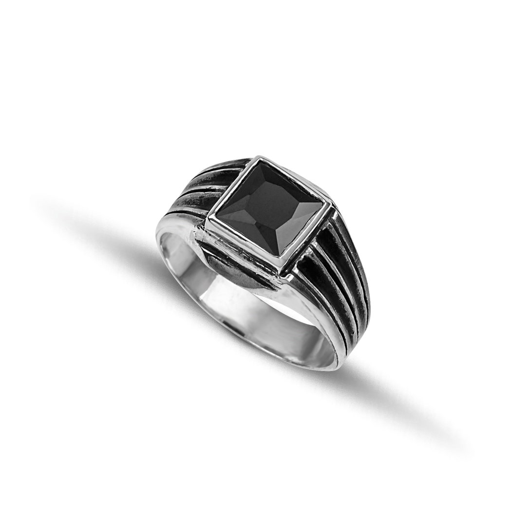 Sterling Silver 925 Men Ring With Cubic Zirconia - Etsy