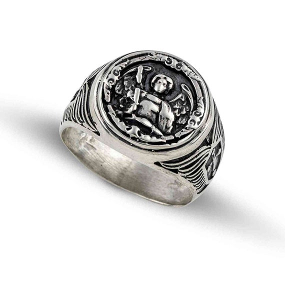 St Michael Sterling Silver 925 Men Ring - Etsy