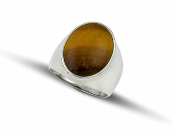 Men sterling silver 925 ring with tiger eye stone