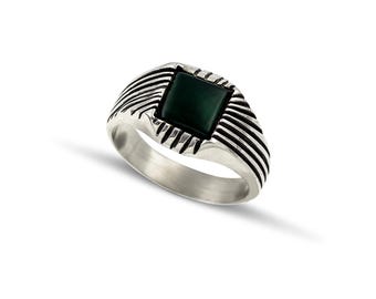 Sterling Silver 925 Men's Ring with an Agate Stone