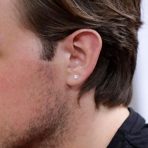Solid stamped shops 750 stud white gold earring