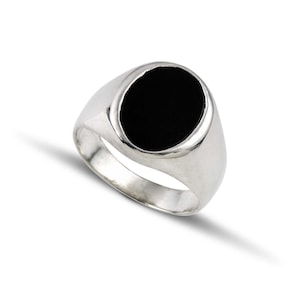 Sterling Silver 925 Men's Ring with Onyx Stone