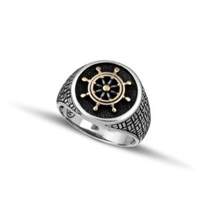 Sterling Silver 925 Men&#39;s Ring with Nautical Wheel